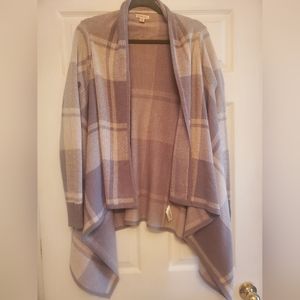 MERONA Plaid Gray Wrap Sweater Jacket Size Medium